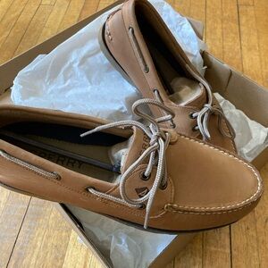 Brand New NWT Men’s Sperry Topsider Sahara Leather Leeward 2 eye boat shoe 11